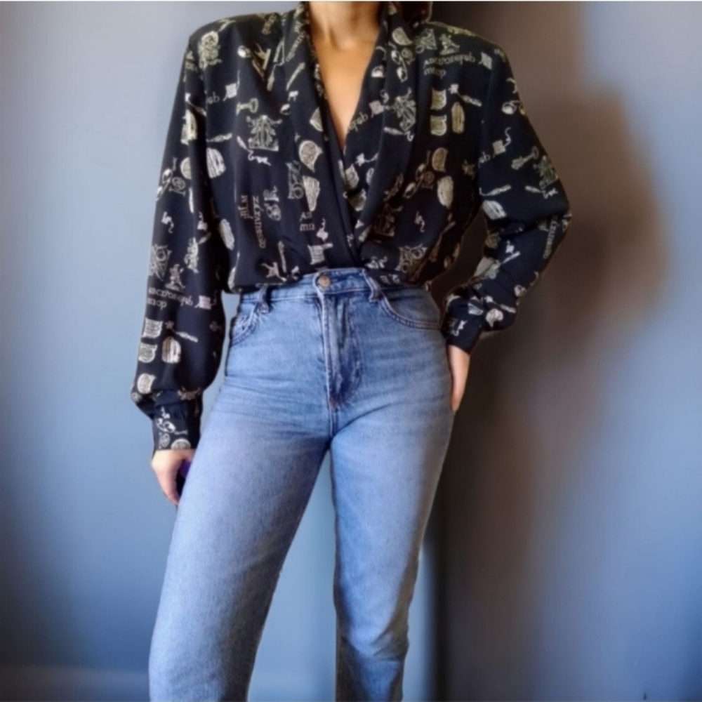 Vtg Drape Blouse - Picture 6 of 10